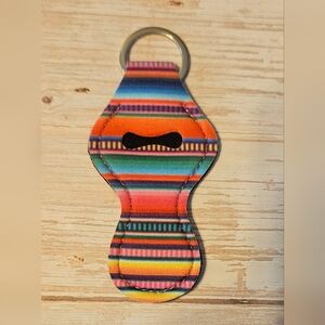 Colorful Aztec Striped Keychain Chapstick Lipbalm Holder New
